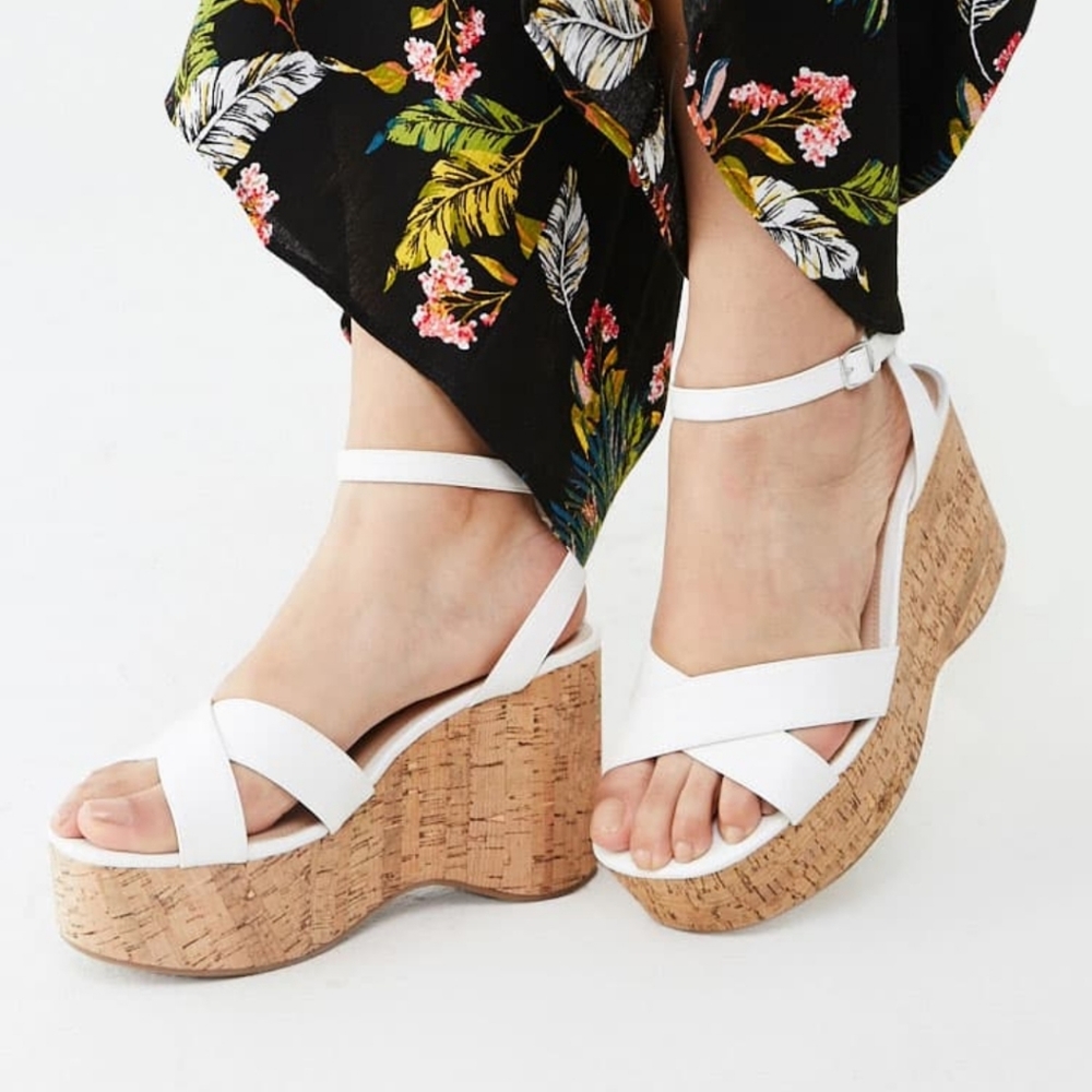 FOREVER 21 WIDE FIT CORK WEDGES